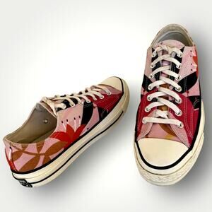 Converse Vintage Chuck Taylor Low Top Sneakers Womens 11 Floral Canvas Laced Up